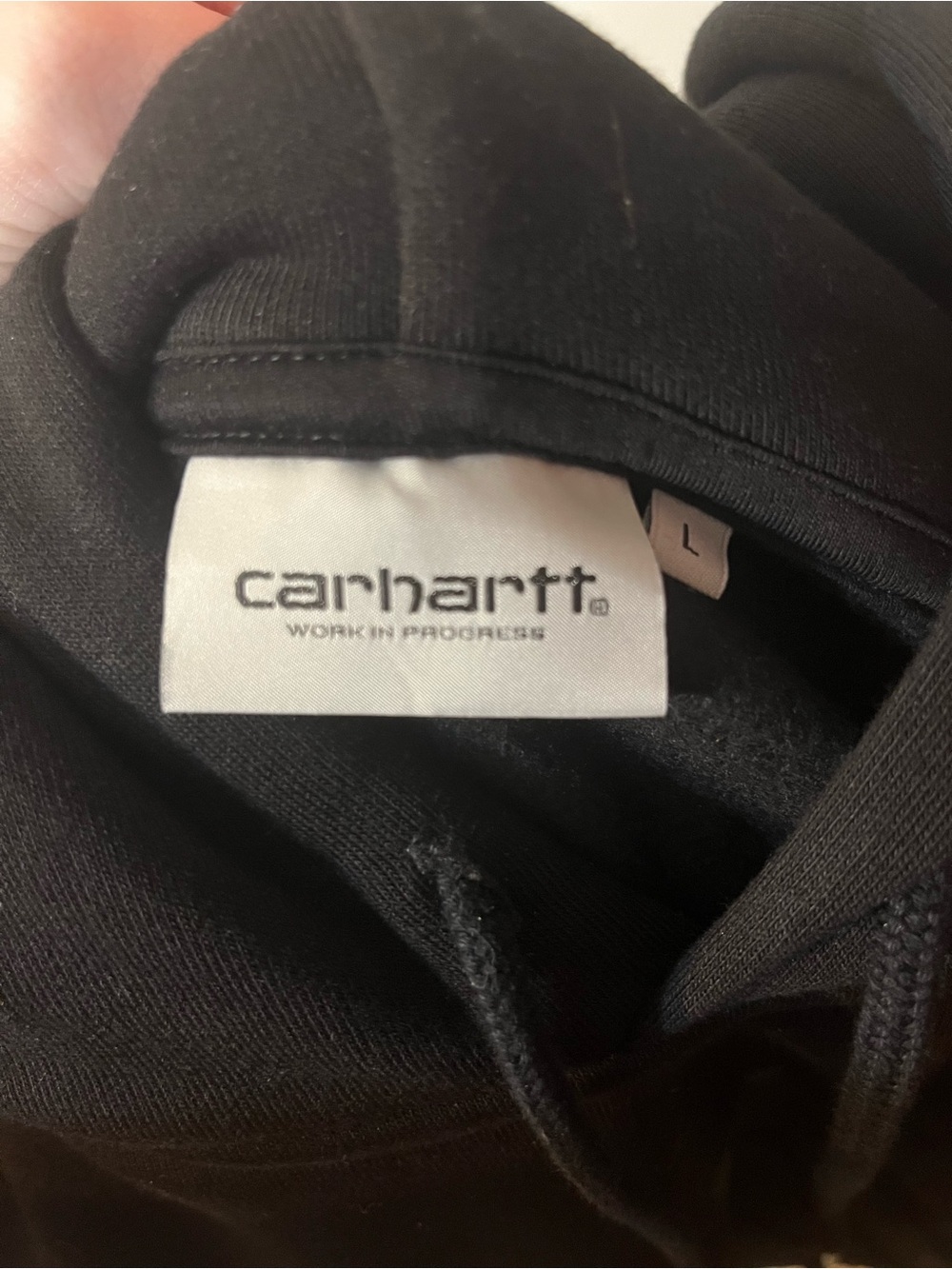 Carhartt WIP Black Raised-Logo Pullover Hoodie - Picture 2 of 3